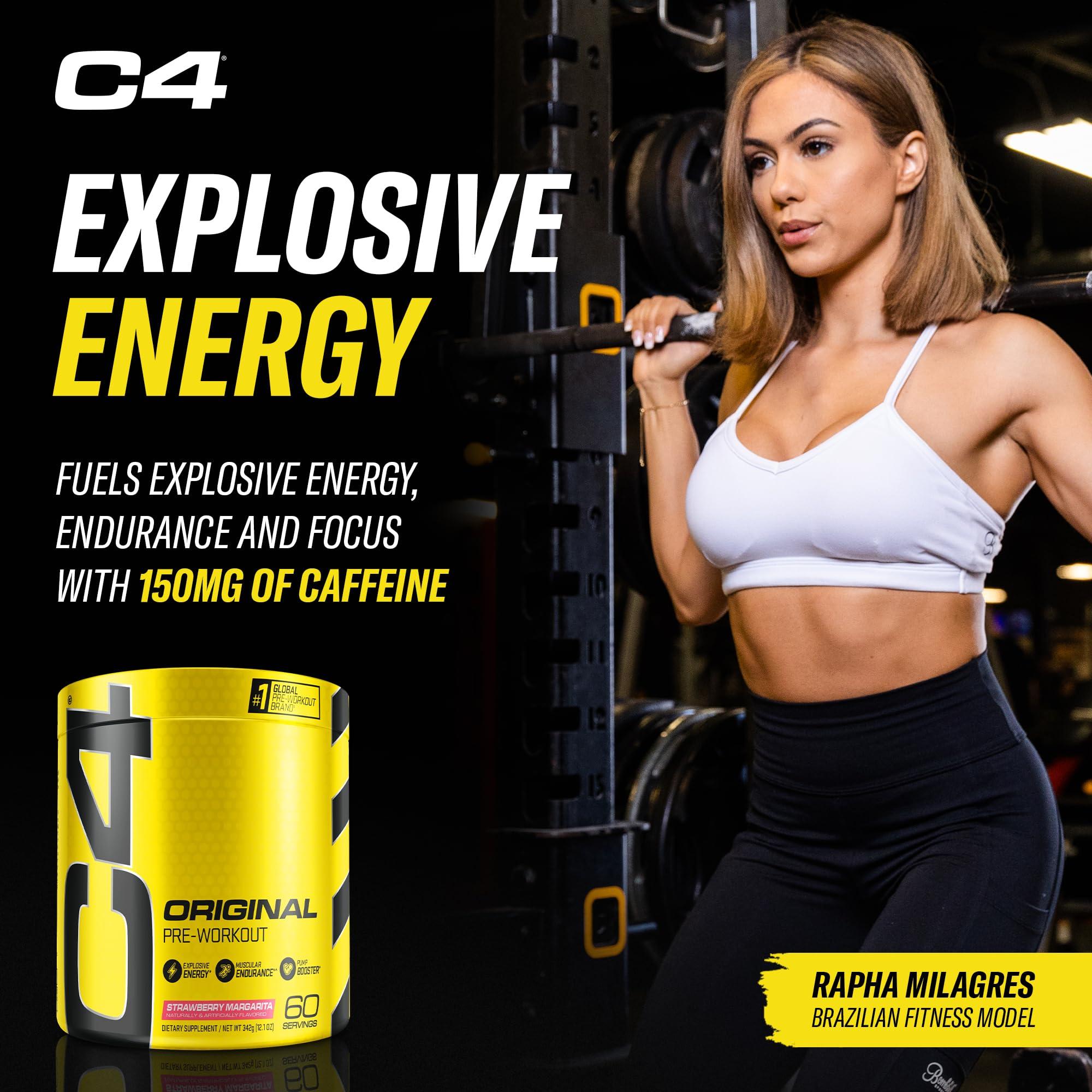 Cellucor Cellucor C4 Original Pre Workout Powder Strawberry Margarita | Vitamin C for Immune Support | Sugar Free Preworkout Energy for Men & Women | 150mg Caffeine + Beta Alanine + Creatine | 60 Servings