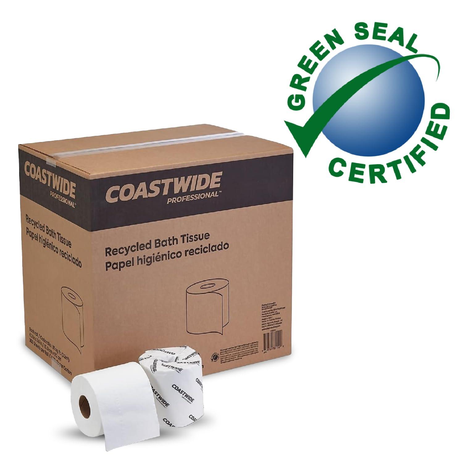 COASTWIDE Coastwide Recycled Toilet Paper Rolls, 2-Ply, 350 Sheets Per Roll (48 Individually Wrapped Toilet Paper Rolls Per Carton)