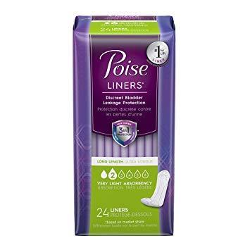 Poise Poise Liners 24ct Light Absorbancy, Long (Case of 8 Bags)