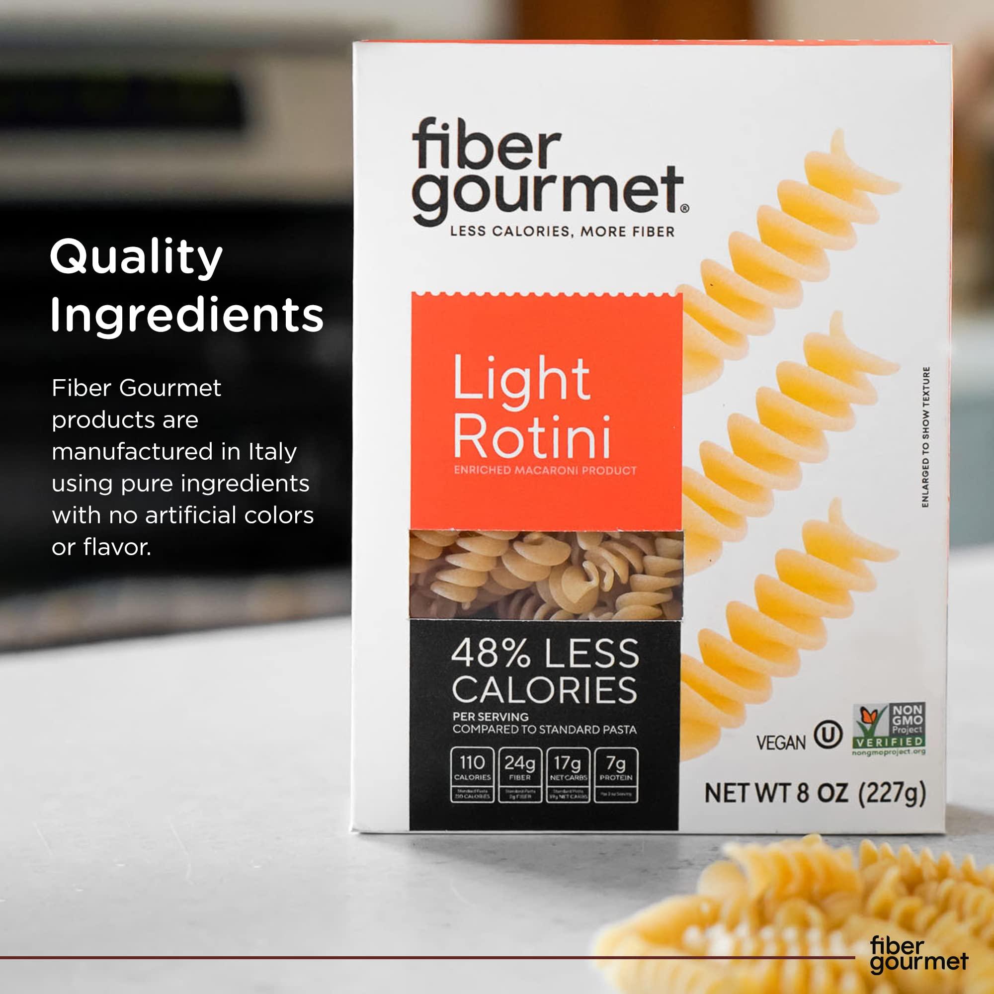 Fiber Gourmet Fiber Gourmet Pasta Light Rotini Pasta Low Net Carb, Fiber-Rich, Low Calorie, Healthy Pasta Made in Italy, Kosher, Vegan, Non-GMO 8 Oz, Pack of 6