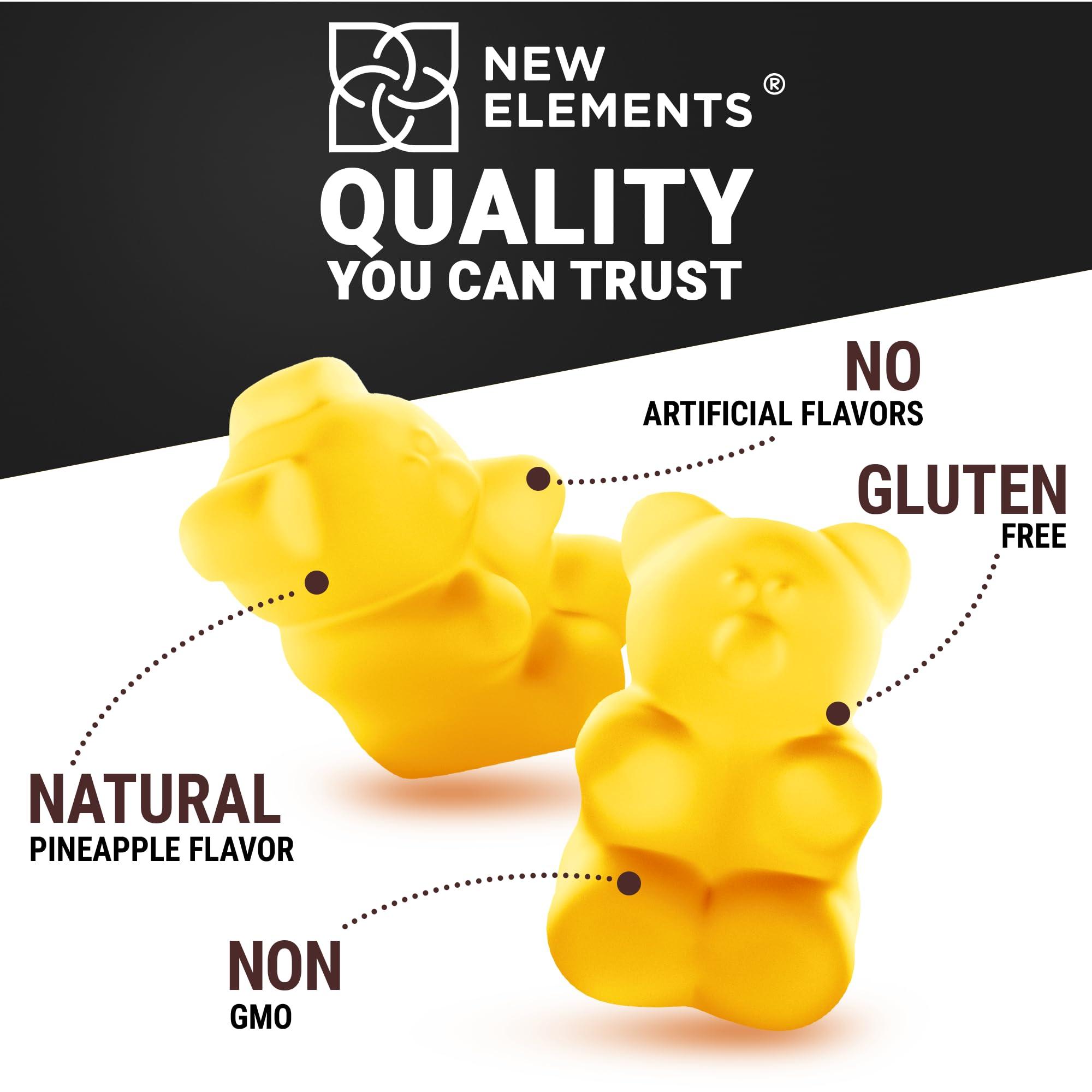 New Elements Magnesium Glycinate Gummies 500mg with Vitamin B6 100mg for Adults and Kids - High Absorption | Non-GMO | No Gluten | Stress Relief | Sleep & Relaxation | Muscle & Heart Support | Natural & Vegan