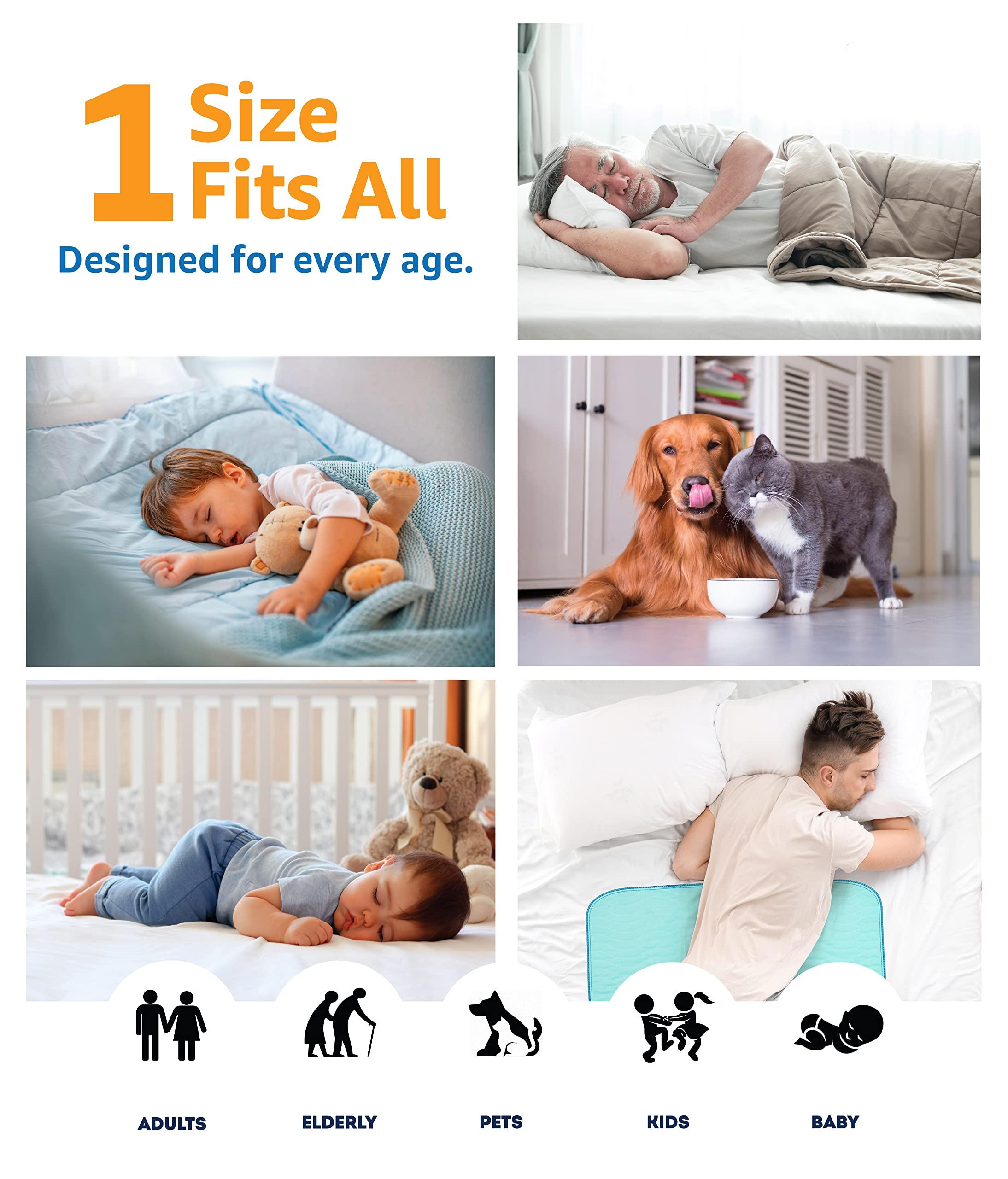 IMPROVIA IMPROVIA® Washable Underpads, 34" x 36" (Pack of 6) - Heavy Absorbency Reusable Incontinence Pads for Kids, Adults, Elderly, and Pets - Waterproof Protective Pad for Bed, Couch, Sofa, Furniture, Floor