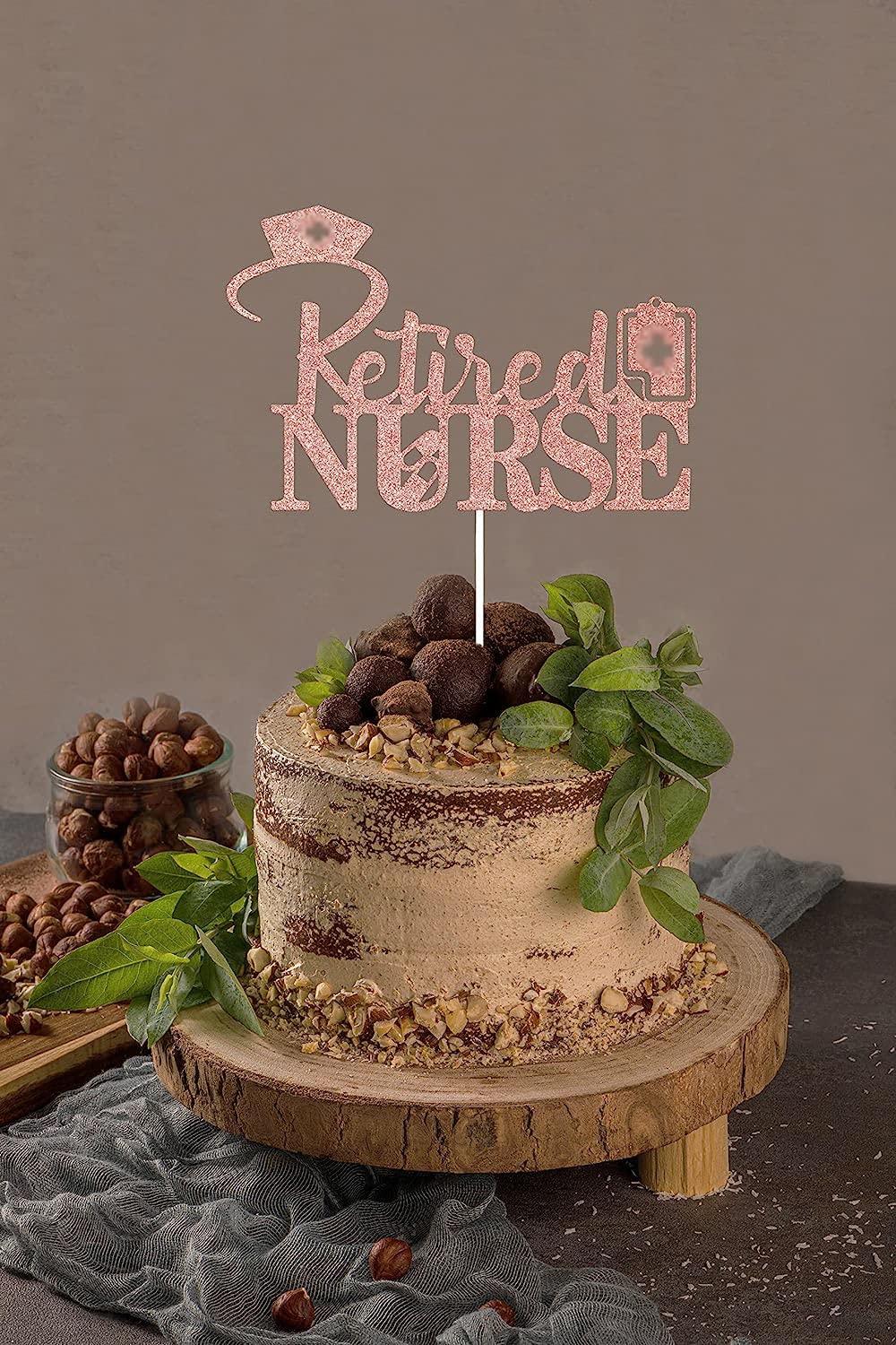 Four Ever Sweet Retired Nurse Cake Topper, Nurse Retirement Party Decor Sign, Going Away Cake Decorations for Coworkers, A Nursing Legend Retires Cake Topper Rose Gold