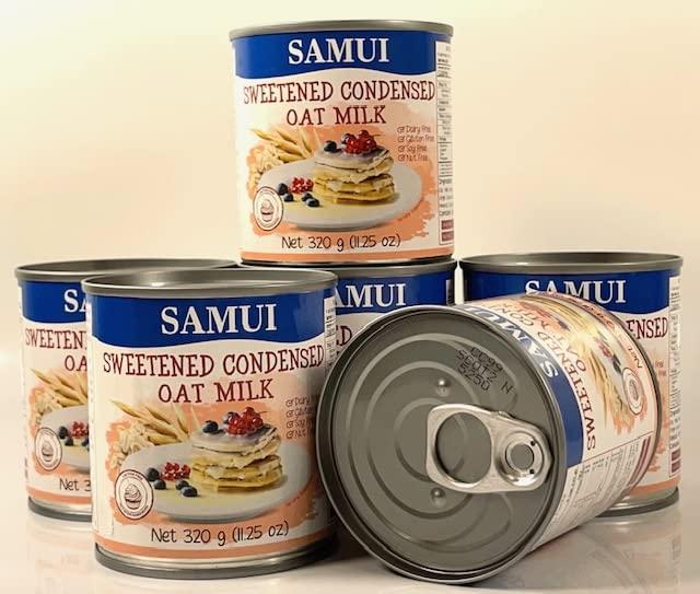 KC Commerce Samui Sweetened Condensed Oat Milk Dairy. Gluten Free, and Lactose Free Product of Thailand. 11.25oz Combo With KC Commerce Wooden Spoon.(6)