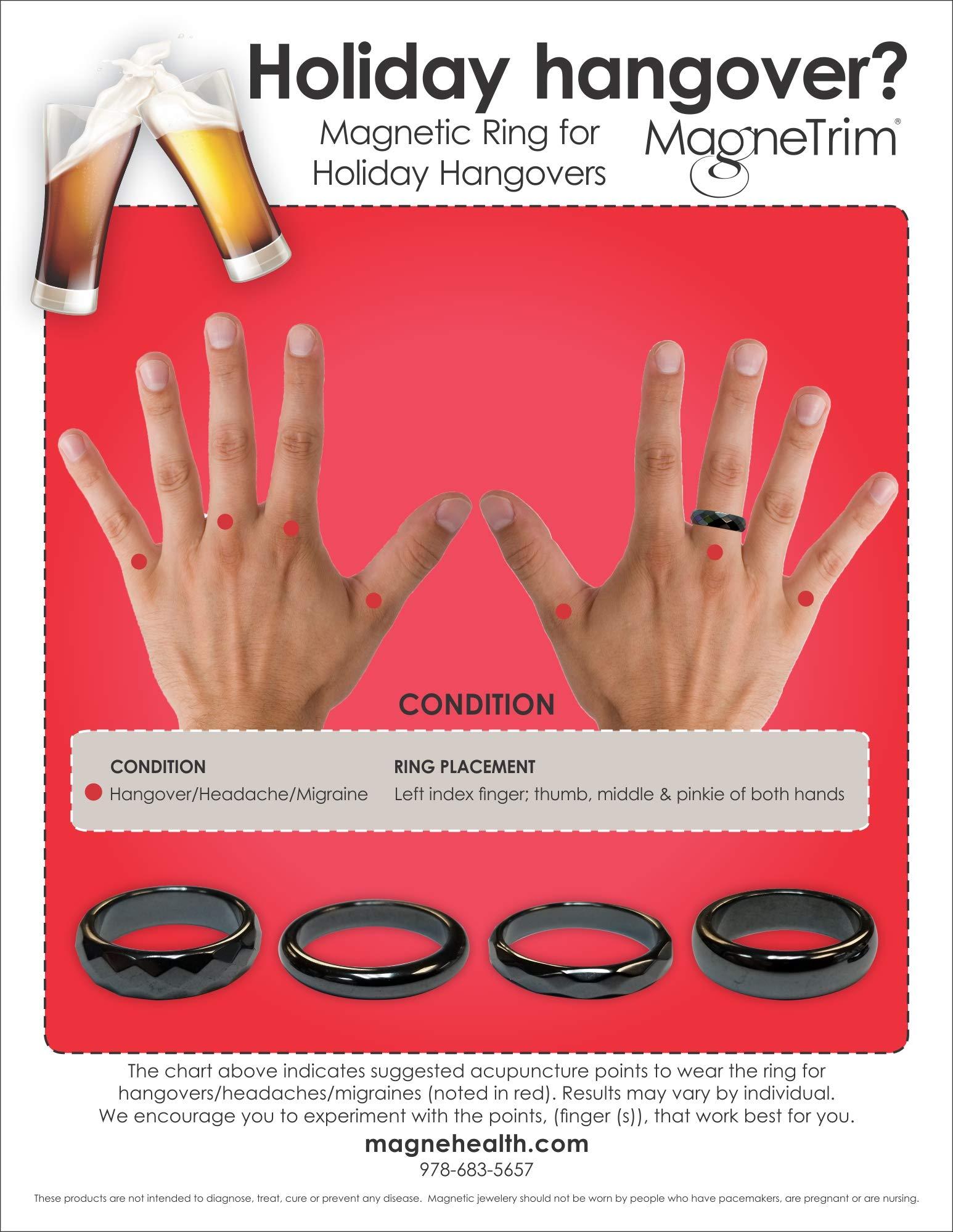 MAGNEHEALTH MAGNEHEALTH Hematite Rings - Beveled Magnetic Band Ring for Men and Women, Unisex Black Hematite Magnetic Ring, Absorbs Negative Energy, Anxiety Balance and Root Chakra Jewelry, Size 8