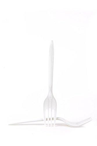 EcoQuality Disposable Plastic Cutlery Fork (400 Count) - Medium Weight White Disposable Plastic Forks - Great for Parties, Office, Lunch, Restaurants by EcoQuality