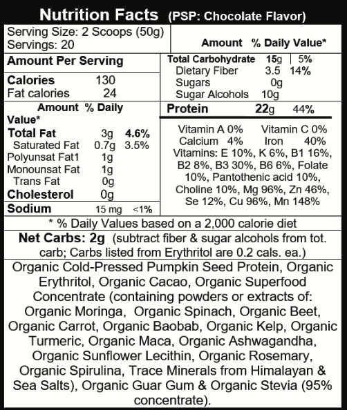 Body Symphony Body Symphony Organic Pumpkin Seed Protein Powder: The World's Best Tasting & Most Complete Plant-Based Protein Powder; Vegan, Paleo -20 Servings Chocolate Flavor - 2.2 lbs.