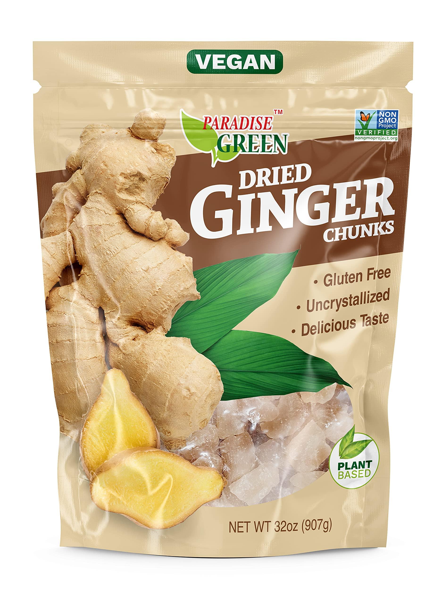 Paradise Green Paradise Green Dried Ginger Chunks, Uncrystallized | Vegan | Plant Based | Non-GMO, 32 oz