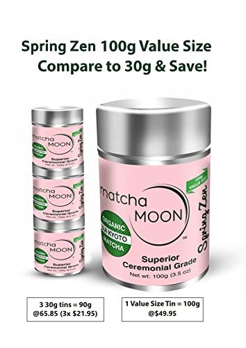 Matcha Moon Matcha Moon Spring Zen Matcha Green Tea Powder - Ceremonial Grade Matcha Green tea - Organic Japanese Matcha - Traditional Matcha Powder from Uji Kyoto - 100g (3.5 oz.)