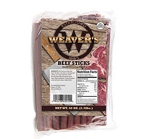 Weavers Weaver's Smoked Meats 7" Meat Sticks- Established in 1885 (Mild Beef, 2.5 lbs.)