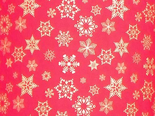 Nas Nas Pack of 1, Gold Snowflakes On Red Embossed Wrapping Paper Roll, 24" x 833' For Christmas, Holiday & Events, Made In USA