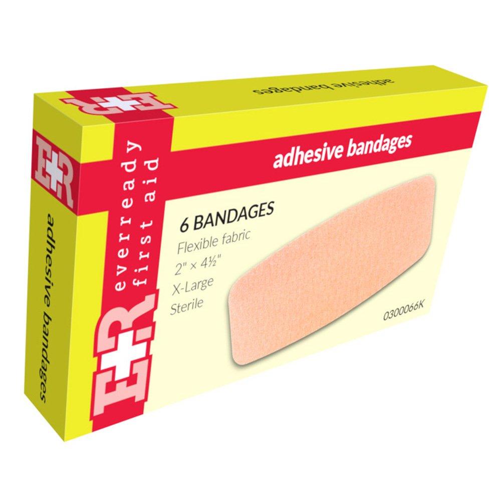 Ever Ready First Aid Ever Ready First Aid Adhesive Bandages, Flexible Fabric, 2" x 4-1/2", X-Large, in Kit Unit Box, 6's (Pack of 10)