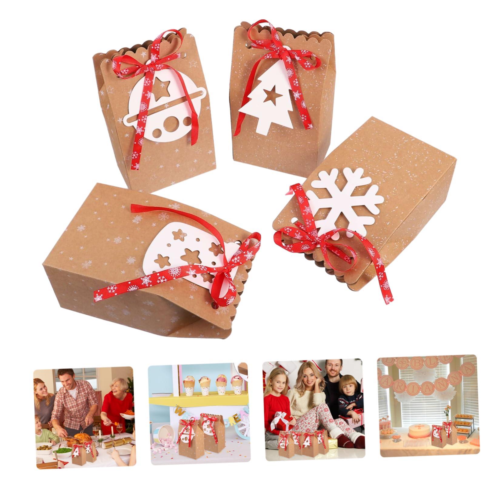 LALAFINA LALAFINA Food Bags 12pcs packing box holiday bags holiday candy bags santa claus sack christmas bags christmas ornament s food packing bags child biscuit bag tag kraft paper