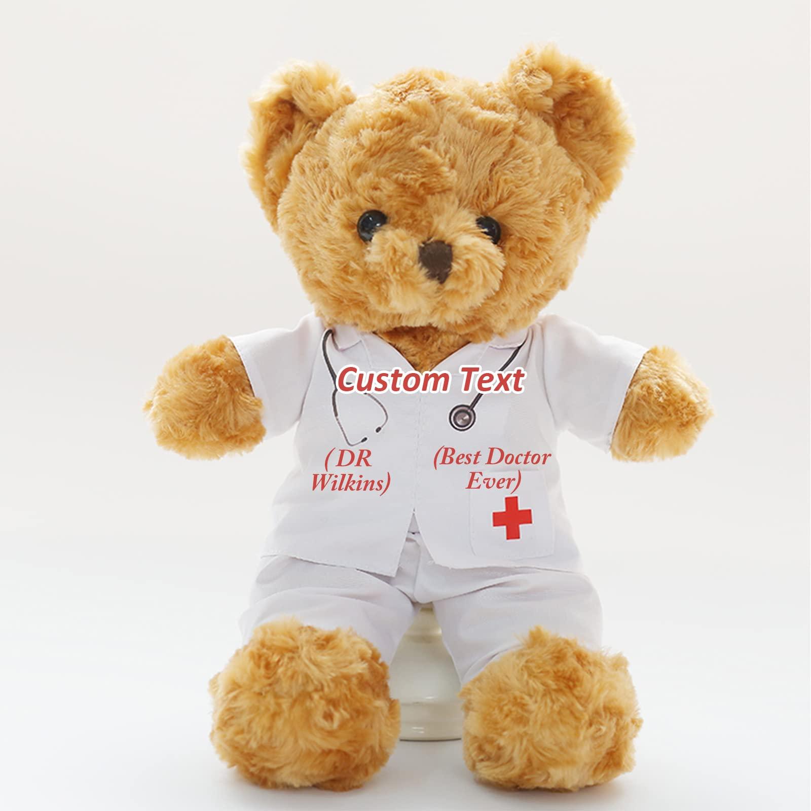 MeterBear Personalized Teddy Bear with Custom Text/Blessing, Bear Stuffed Animal Plush as Nurse Gift/Doctor Gift for Women/Men, Personalized Gift for Nurse/Doctor/Medical Student Graduation (8IN-Doctor 3)