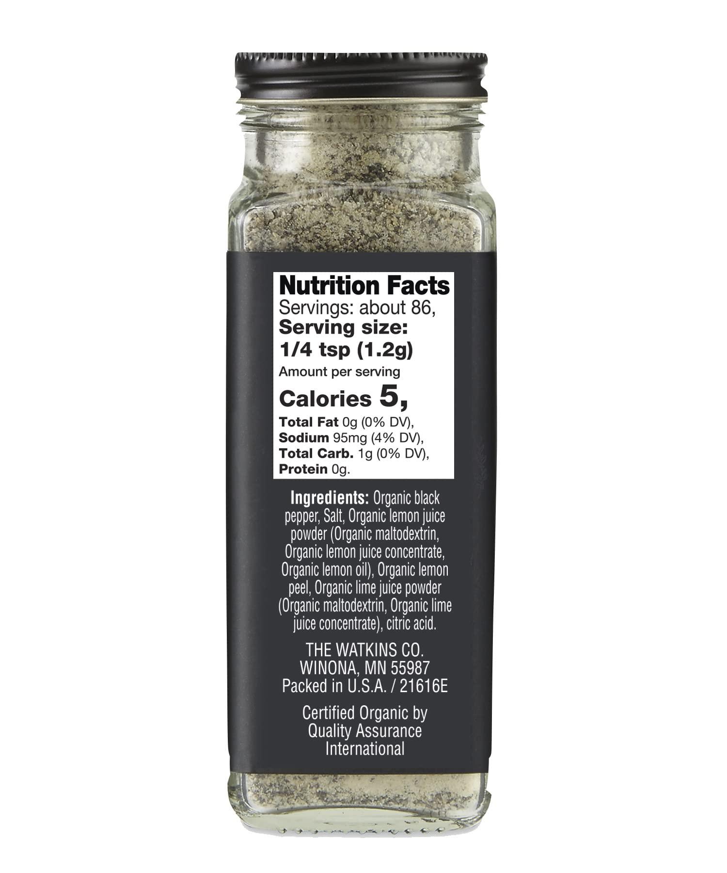 Watkins Watkins Gourmet Organic Spice Jar, Lemon Pepper Blend, 3.6 Ounce ., 3.6 Ounce (Pack of 2)
