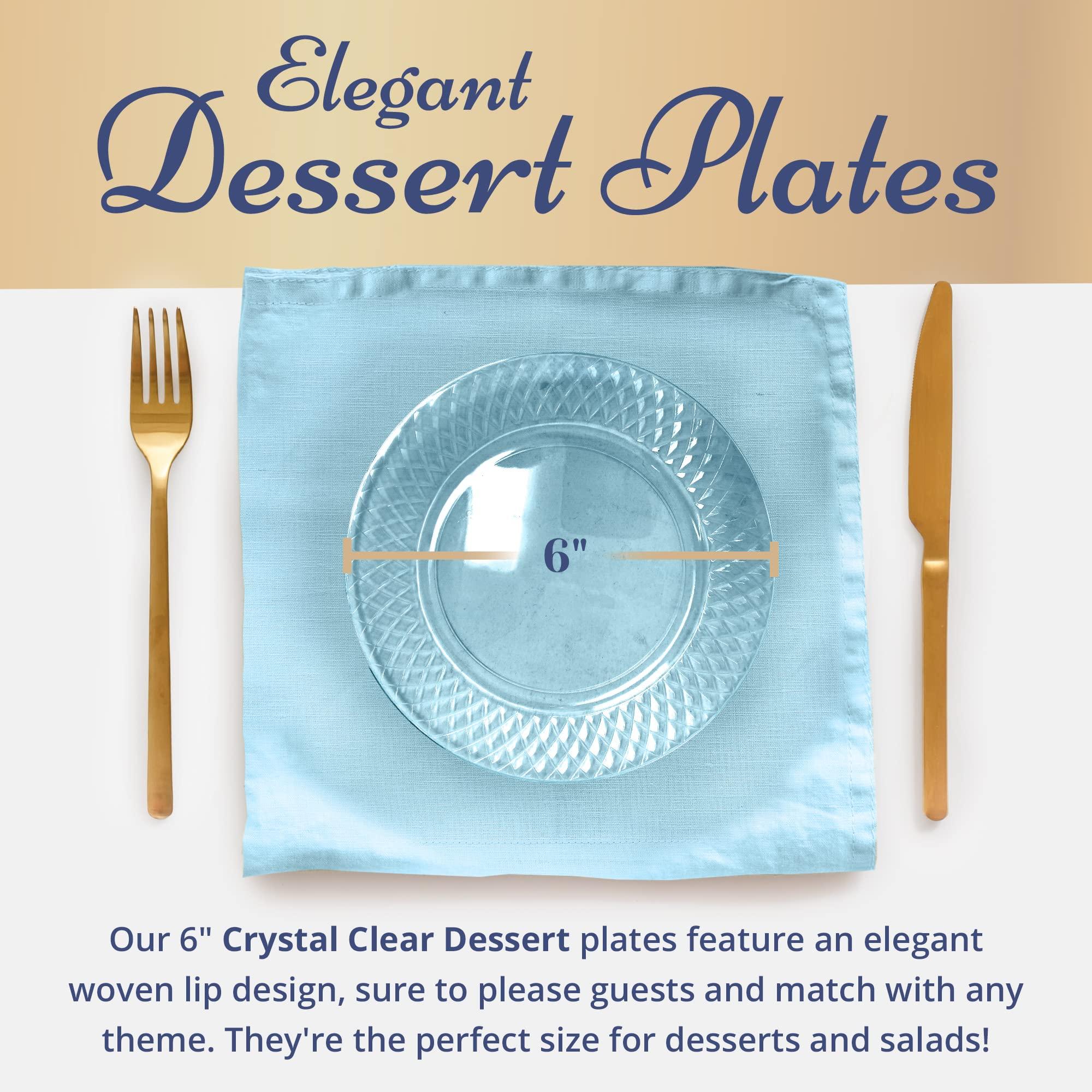 Reli. Reli. 110 Pcs Plastic Dessert Plates, Disposable (6 inch, Clear)| Small Plates for Party, Heavy Duty | Hard Plastic Dessert Platter for Cake, Wedding, Birthday, Salad/Appetizer (6\")