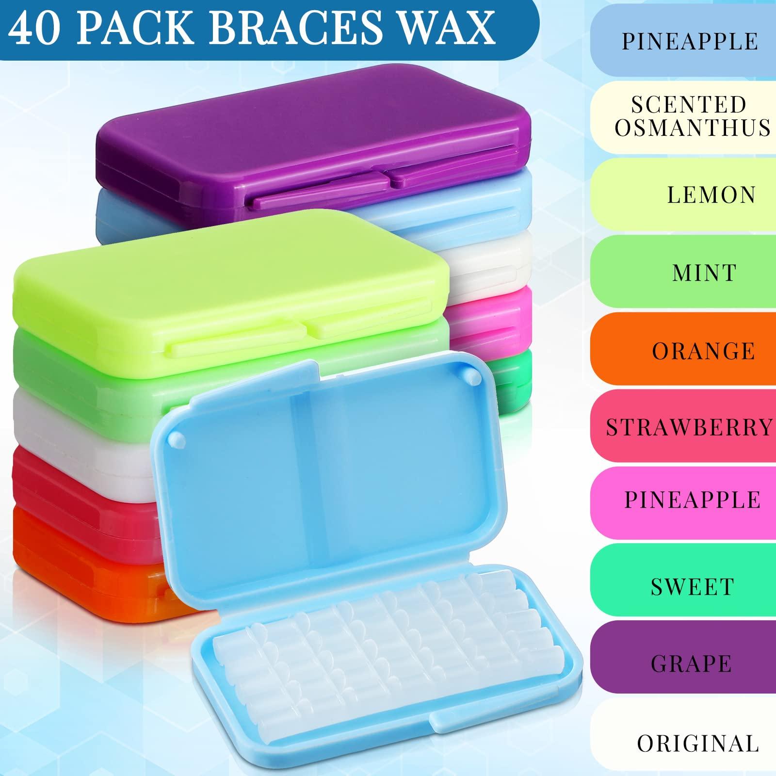 Sinmoe Sinmoe 40 Pack Dental Wax for Braces Orthodontic Wax for Teeth Oral Appliances with Colorful Storage Case and Small Plastic Cutter Repair Kit for Dental Care Wearer Braces Brackets