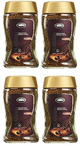 ELITE Elite Platinum Freeze Dried Instant Classic Coffee 7.5oz (4 Pack) | Kosher for Passover | Glass Jar | Rich Aroma