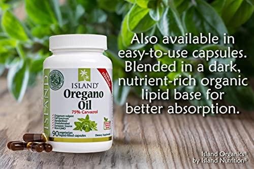 Island Nutrition Island Nutrition, Oregano Oil Organic Liquid Drops - 100% Pure & Undiluted - USDA-Certified Organic (1 oz) 75% Carvacrol - Grown in Spain - Immune Support Supplement with Oil of Oregano.