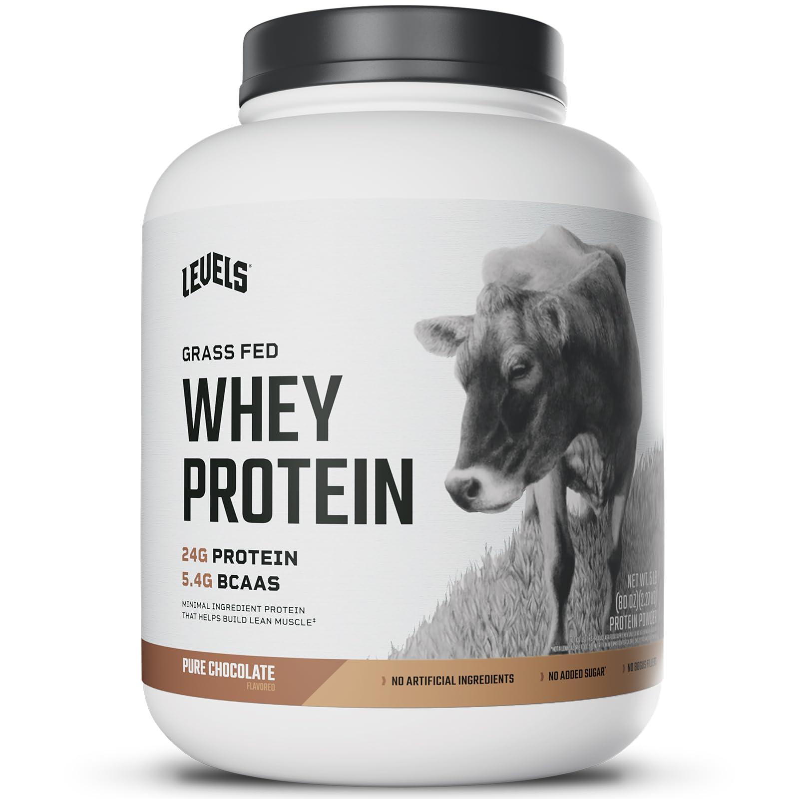 Levels Nutrition Levels Grass Fed Whey Protein, No Artificials, 24G of Protein, Pure Chocolate, 5LB