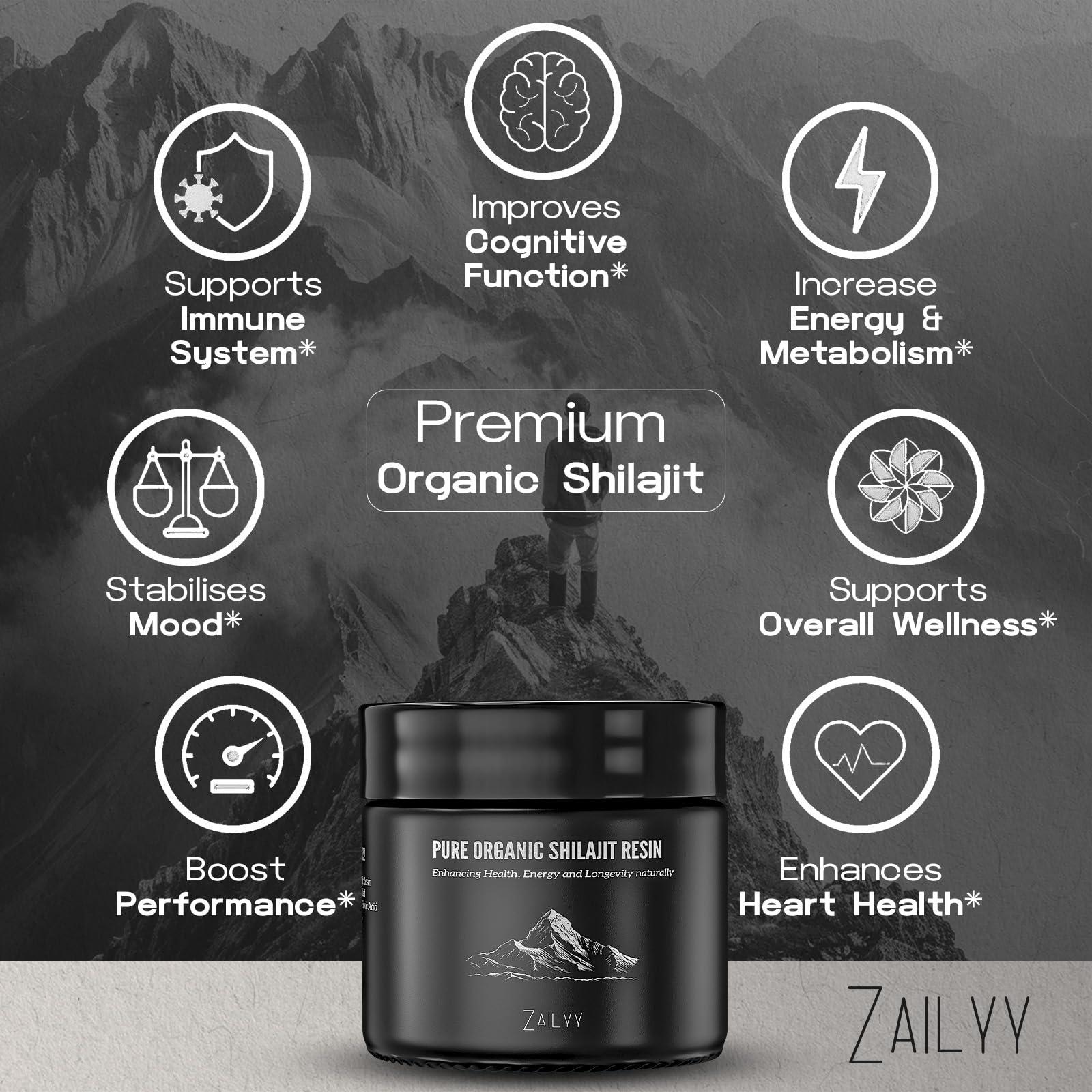 ZAILYY Pure Himalayan Organic Shilajit Resin Supplement 80g | Lab-Tested & Natural | Premium Grade with Fulvic Acid & Trace Minerals | Energy & Vitality Booster for Men & Women