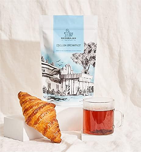 Ghograjan Tea Estate English Breakfast Loose Leaf Black Tea (200+ Servings) - Fresh Harvest - Strong Full Bodied Whole Leaf Assam Black Tea - Farm2Cup from 5th Generation Tea Farm - Bulk Pack - 1 Pound Sealable Pouch