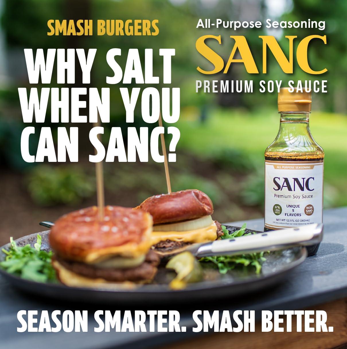 Shinangchon SANC All Purpose Korean Soy Sauce, 12.2 Fl Oz (Pack of 3) A Must-Have for Every Pantry, Low-Sodium Salt Substitute, NON-GMO Bean, No Artificial Additives, Naturally Brewed with Music Fermentation