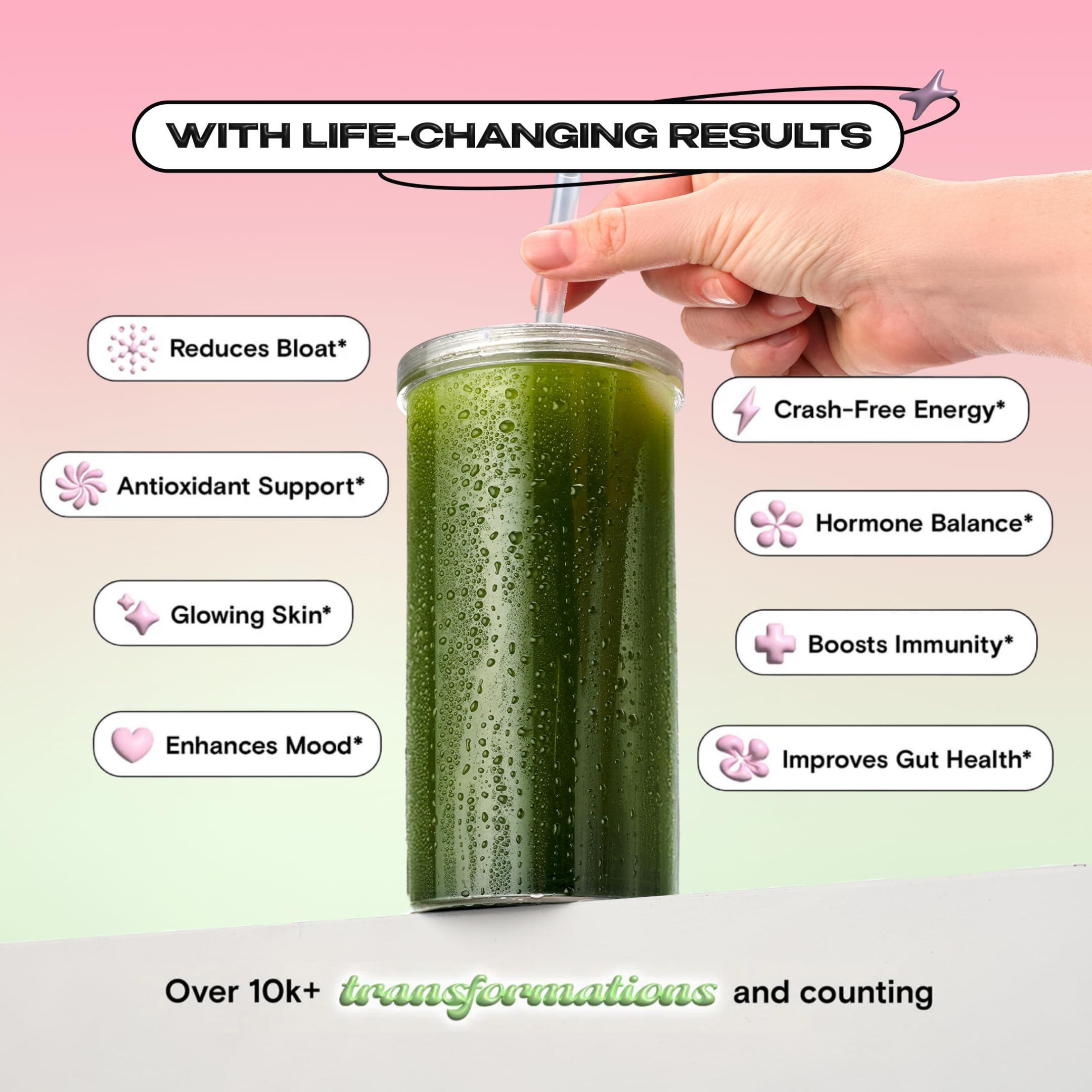 Kiala Nutrition Kiala Nutrition Super Greens, Organic Greens Powder with Spirulina & Chlorella for Digestion, Gut Health, Immunity & Energy, Gluten Free, Vegan, Daily Support for Women, Watermelon Slush, 30 Servings