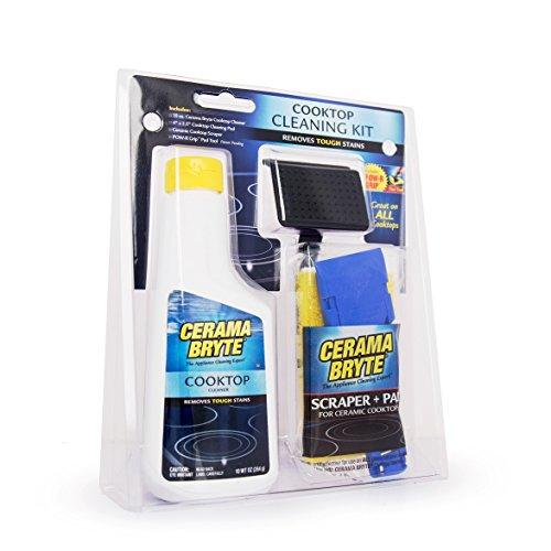 Cerama Bryte Cerama Bryte Combo Kit POW-R Grip, Scraper, Pad & Removes Tough Stains Cooktop and Stove Top Cleaner for Glass - Ceramic Surfaces, 10 Ounces, 4 Piece