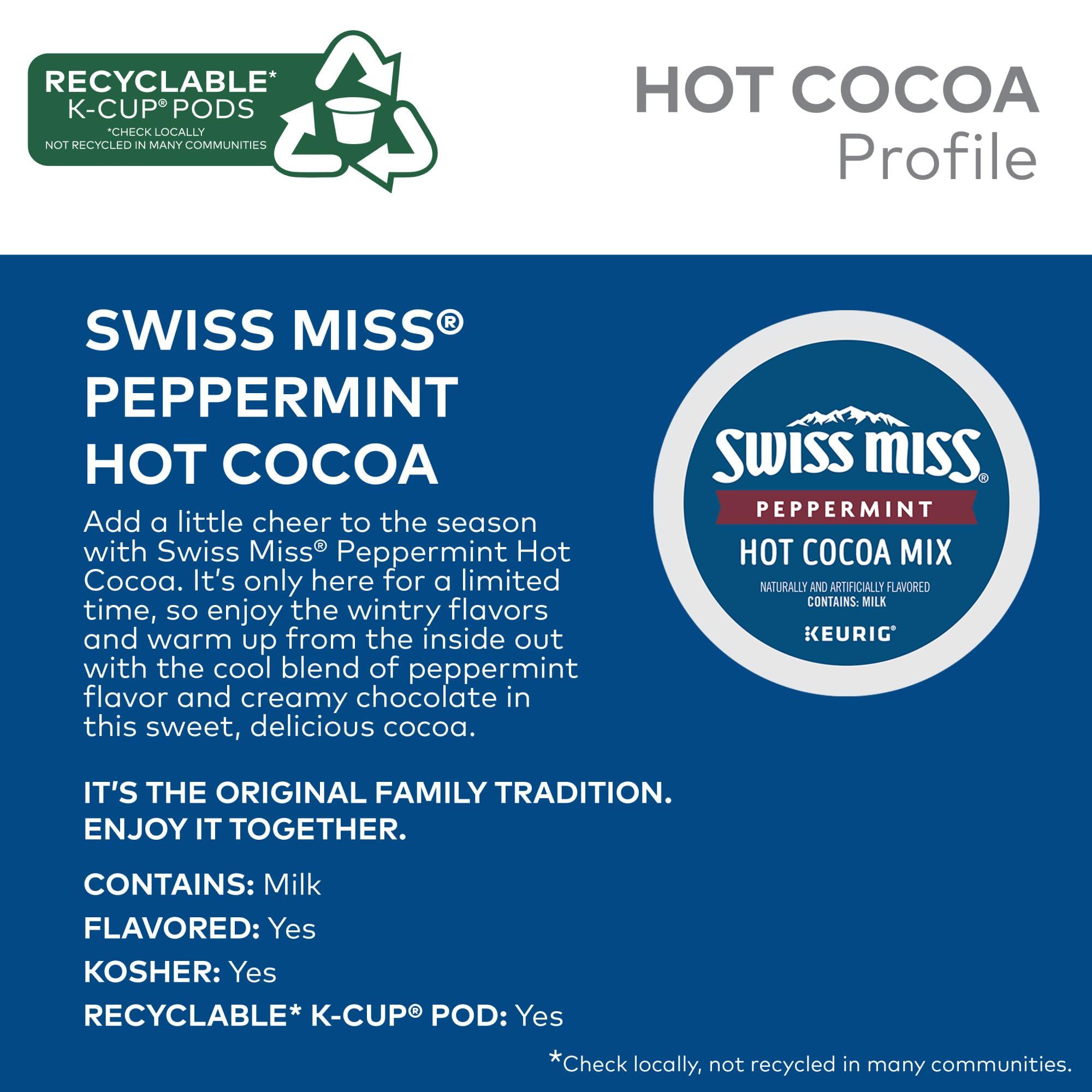 Swiss Miss Swiss Miss Peppermint Hot Cocoa, Single-Serve Keurig K-Cup Pods, Hot Chocolate, 88 Count (4 Packs of 22)