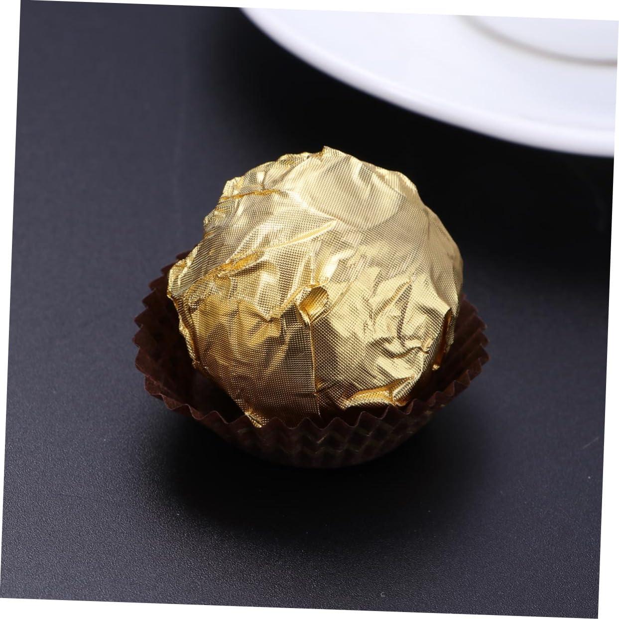 PartyKindom PartyKindom 600 Pcs 10 Truffle Cases Gold Sweets Sweet Wrappers Foil Coloured Foil for Chocolate for