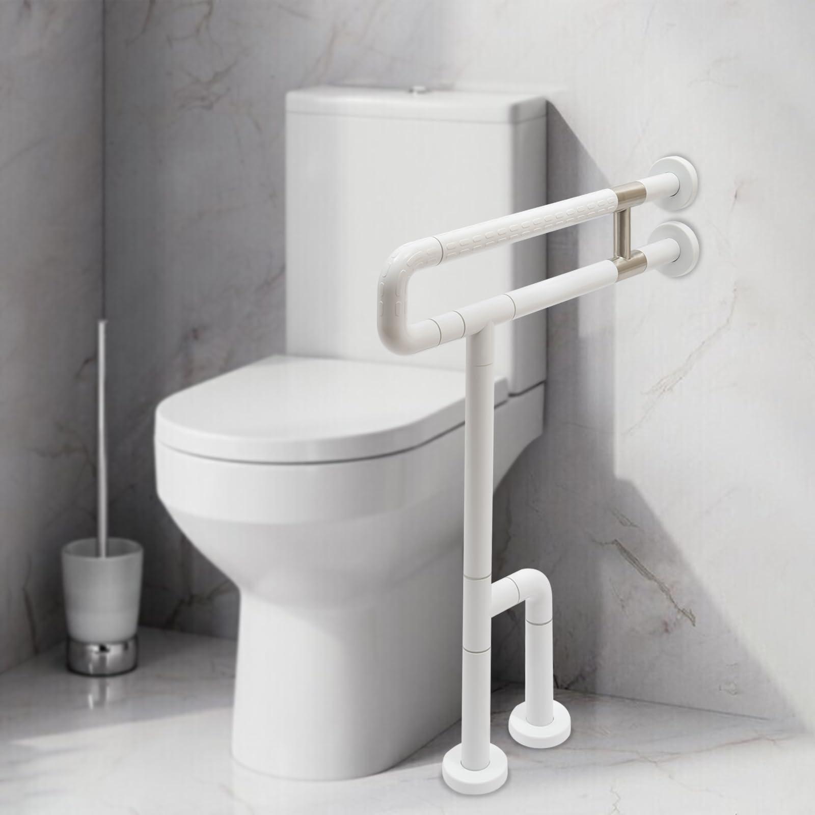 Wingderlier Toilet Grab Bars,27.55in Safety Bathroom Handrails Handicap Handle Assist Frame Railings Rail Support Shower Bathtub for Elderly Pregnant Women Disabled Bar White