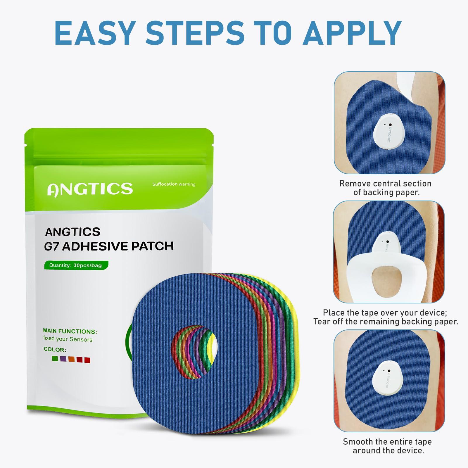 ANGTICS ANGTICS Dexcom G7 Adhesive Patches Waterproof, 30 Pack Multicolor Overpatch for Dexcom G7, Premium Transparent G7 Overlay Patches, Hypoallergenic & Skin-Friendly, Sensor is NOT Included