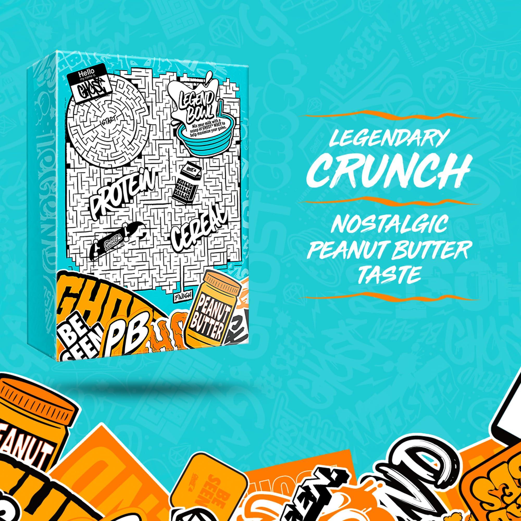 GHOST GHOST Protein Cereal, Peanut Butter Flavor (3-Pack) - Crunchy Peanut Butter Cereal Puffs - 18G Protein, Good Source of Calcium - Breakfast Cereal & Snack - 10.8oz Box