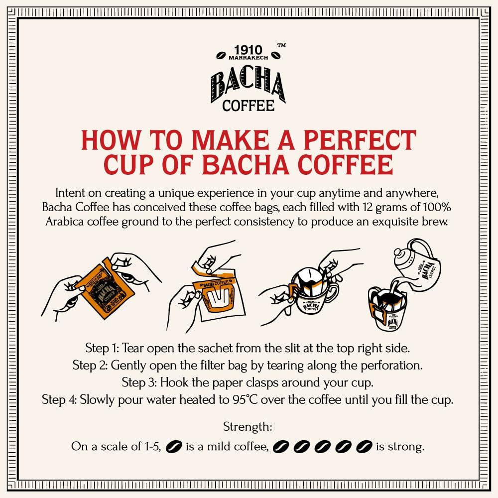 Bacha Coffee Bacha Coffee | Marrakech Morning Fine Flavoured, Medium Roast, 12 * 12g Individually Wrapped 100% Arabica Single Serve Filter Bags