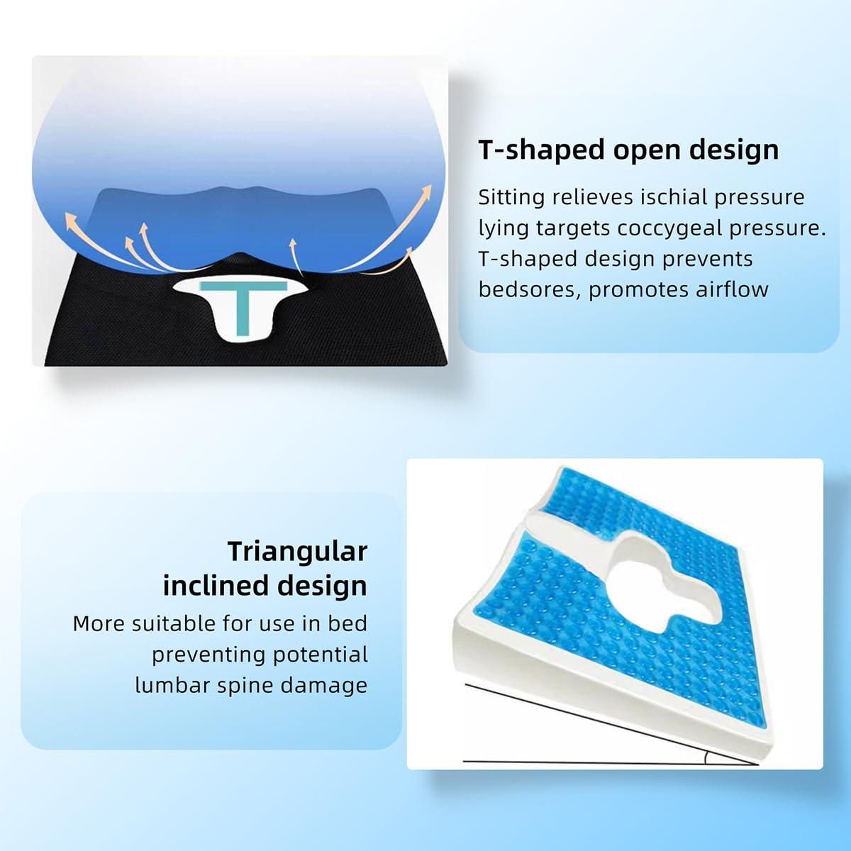 CRAZY ROSA Bed Sore Cushion Gel Memory Foam Wedge Seat Pad with Washable Cover for Elderly and Bedridden Patients - Breathable Anti Bedsore Pressure Relief Seating Solutions