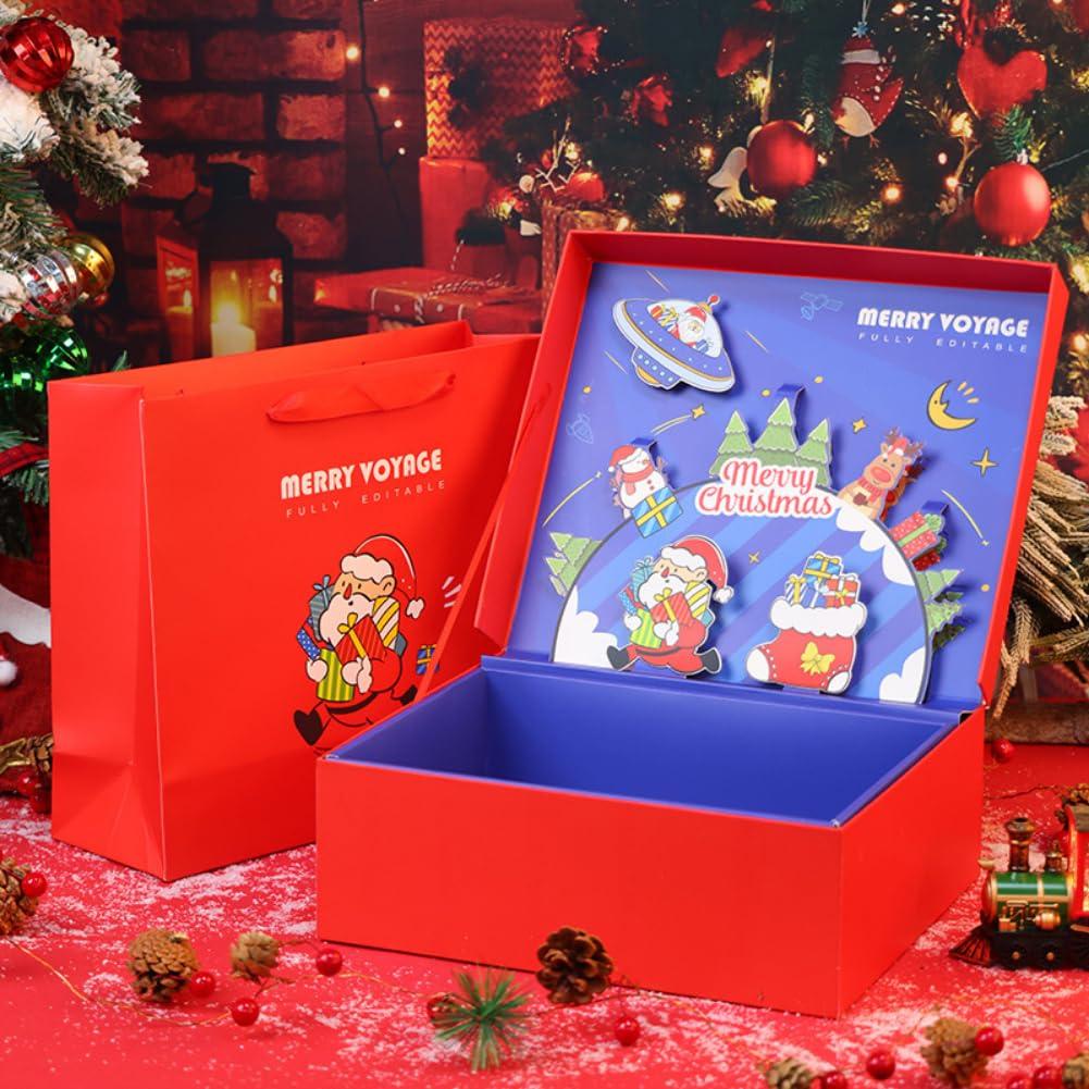 ISOLAY Christmas Three-Dimensional Gift Box Creative Cartoon Gift Box With Gift Christmas Packaging Empty Box For Holiday Parties (1,32 * 27 * 11CM)