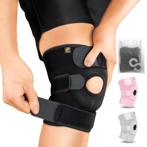 Bracoo Bracoo KS10 Adjustable Compression Knee Patellar Tendon Support Brace (Black) FS60 Ankle Airy Sleeve Brace, 1 Pair, Black (S/M)