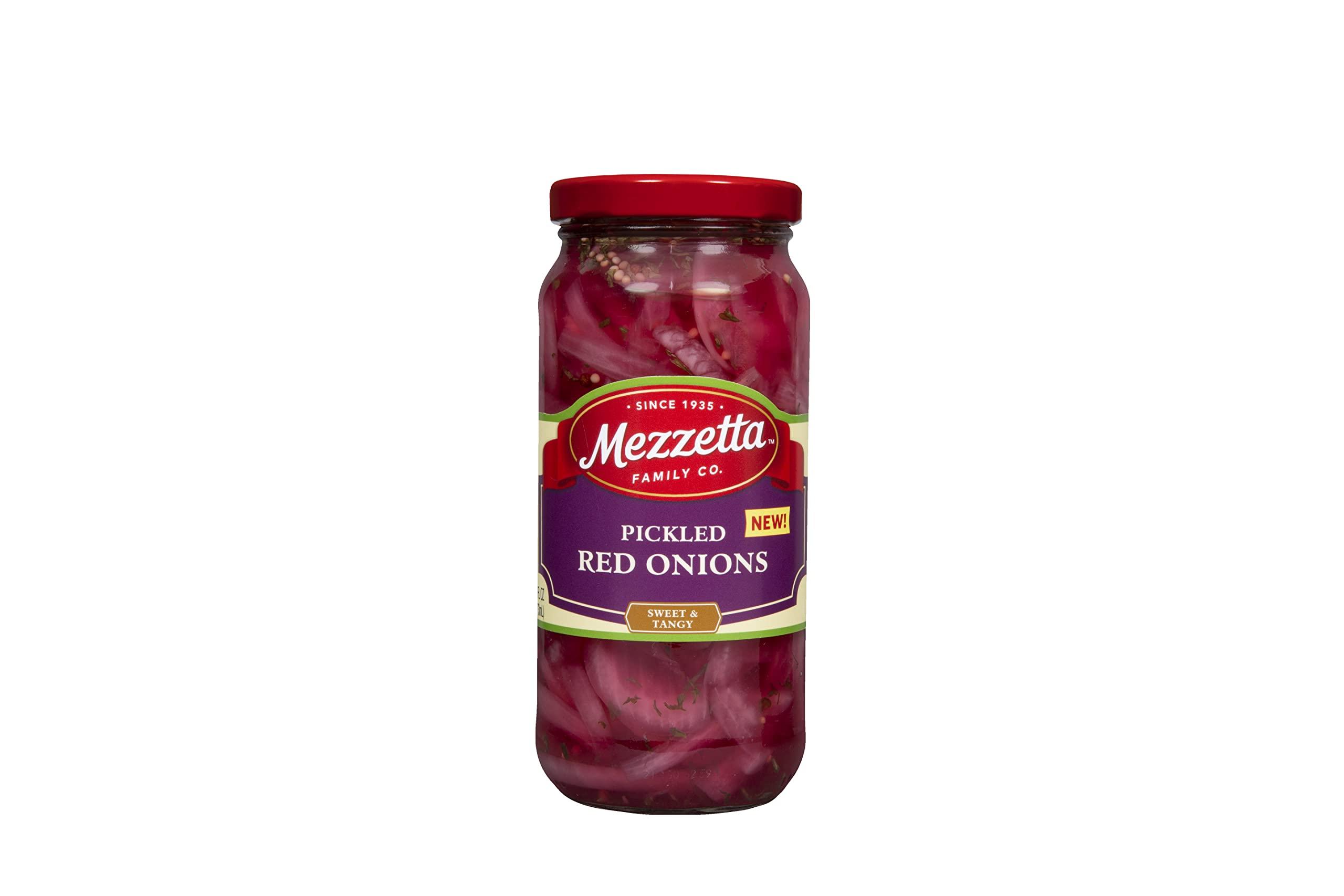 Mezzetta Mezzetta Pickled Onion Pack, Pickled Red Onion & Spicy Pickled Onion | Gluten Free | 16 Fluid Ounce Jar (Pack of 2)