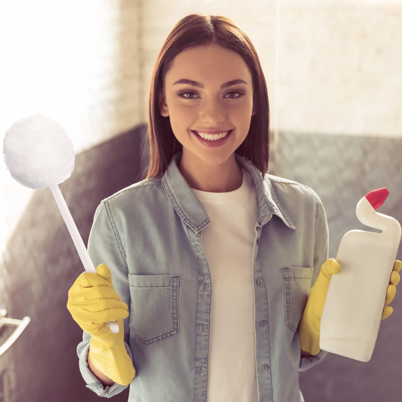 Eaasty 20 Pack Toilet Bowl Brush White Soft Swab Toilet Bowl Cleaners Disposable Toilet Brush Long Plastic Handled Toilet Bowl Mop with Silk Cotton Brush for Bathroom Toilet Bowl, 11 x 4.3 Inch