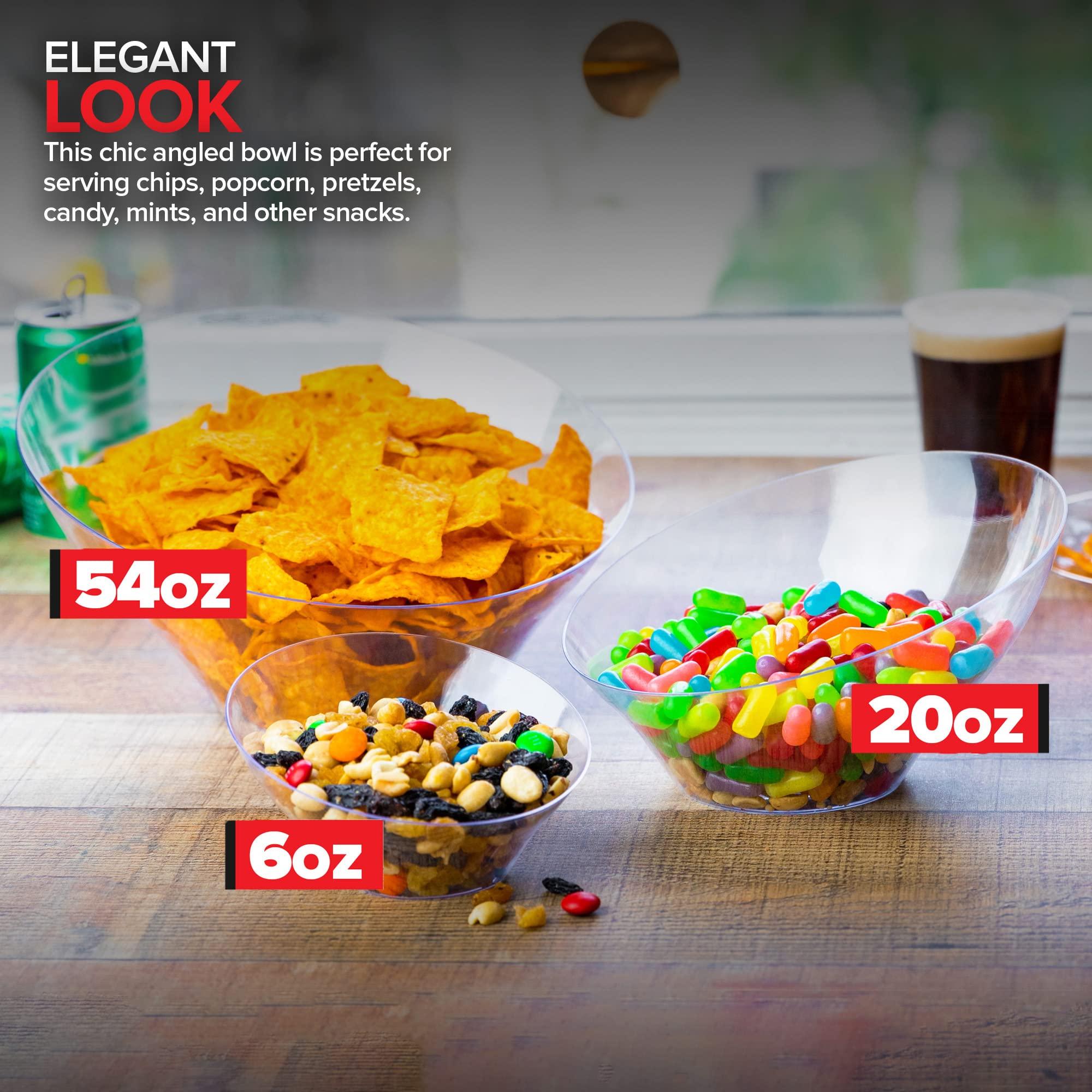 Stock Your Home 6oz Clear Plastic Serving Bowls (8 Pack) Small Disposable Candy Dishes, Buffet Containers for Chips, Popcorn, Snacks, Mints, Salad Bar, Snack Bowl, Parties, Office Desk, Bridal Shower, Party Supplies