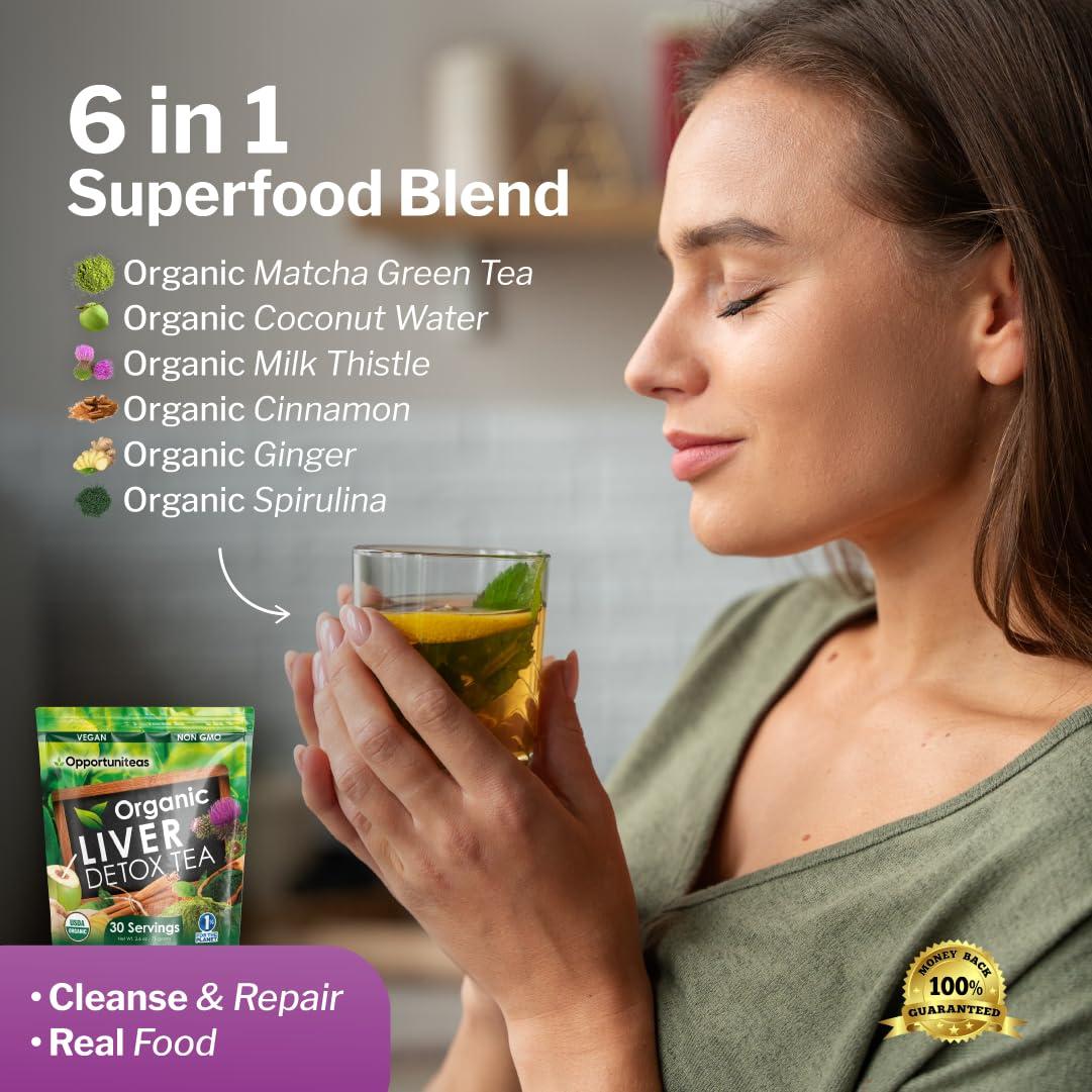 Opportuniteas Opportuniteas Grass Fed Unflavored Whey Protein & Liver Detox Matcha Tea - Support your muscles while cleansing your liver - Bundle