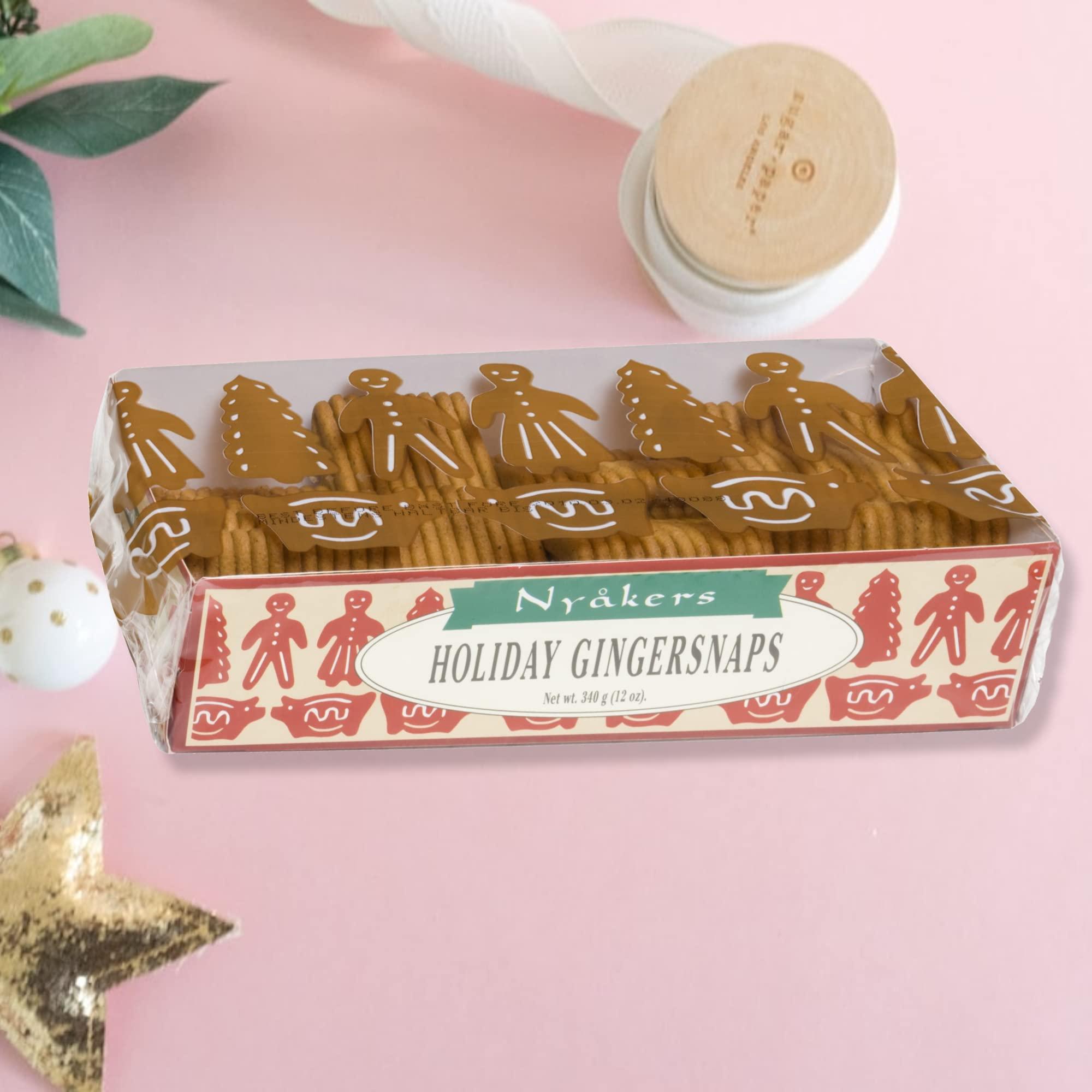 Goodscious Nyakers Pepparkakor Swedish Ginger Snaps Cookies, Vegan Cookies, Dairy-Free Snacks, Gourmet Christmas Cookies, Food Gift for Holidays - Christmas Gifts - Holiday Shapes - 13oz