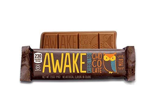 CANDY CABIN Awake Caffeinated Chocolate Energy Bar (12 Count) BY CANDY CABIN (Milk Chocolate - Caramel - Dark Chocolate)