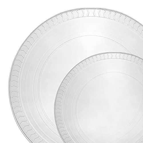 HomeyGear HomeyGear Clear Plastic Dinner Plates 9 Inch Pack Of 40