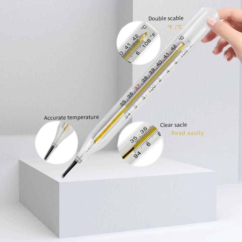 AiBi TECH Clinical Glass Thermometer at& is Suitable for 2 Pieces Under The Armpit-Adult Classic Non-Digital Thermometer-Medical Fever Thermometer-AiBi TECH