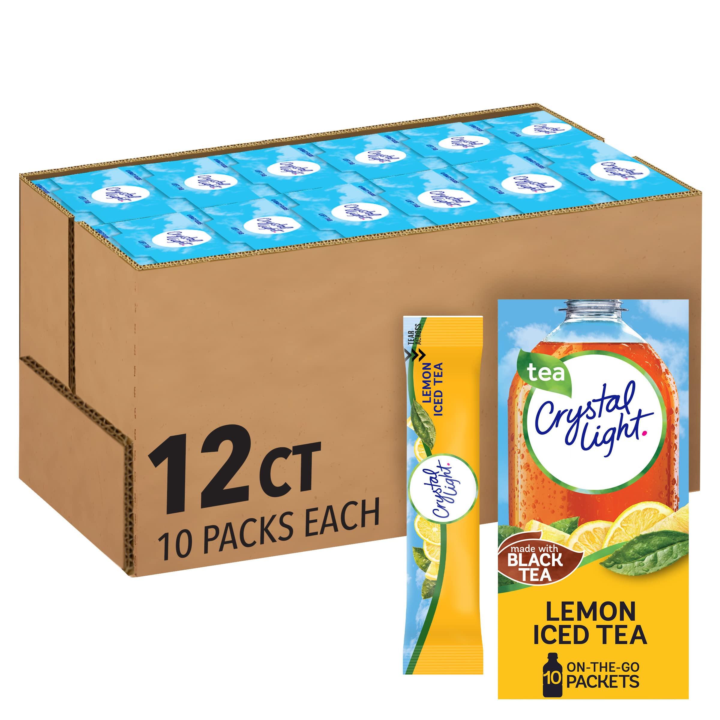 Crystal Light Crystal Light Lemon Iced Tea Naturally Flavored with other natural flavor Powdered Drink Mix, 120 ct Pack, 12 Boxes of 10 On-the-Go-Packets