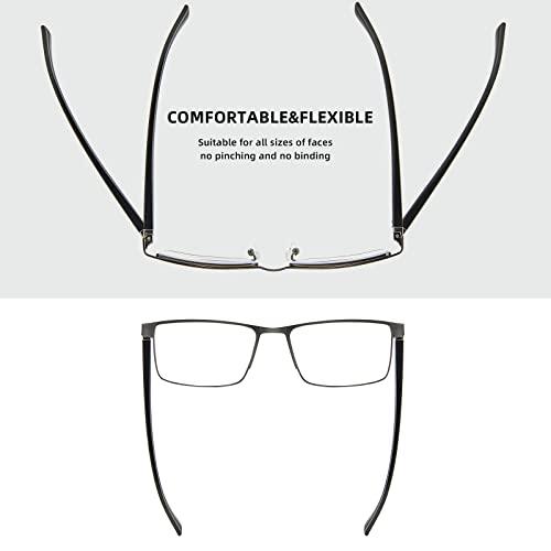 LKEYE Bifocal Reading Glasses for Men Blue Light Blocking Computer Readers Lightweight Metal Frame Eyewear Spring Hinge 2PACK 1.25