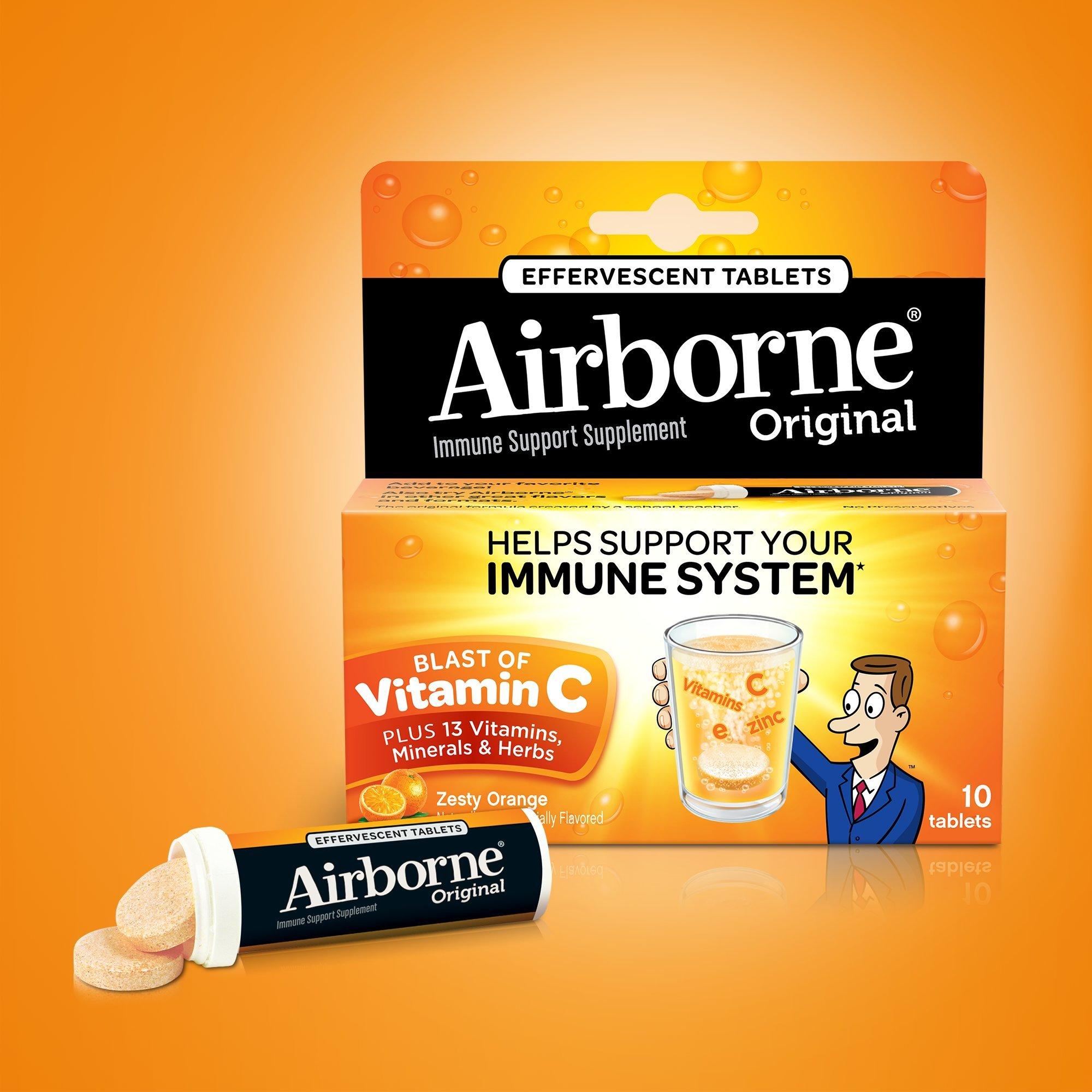 Airborne Airborne Effervescent Health Formula Tablets, Orange, 10 Count