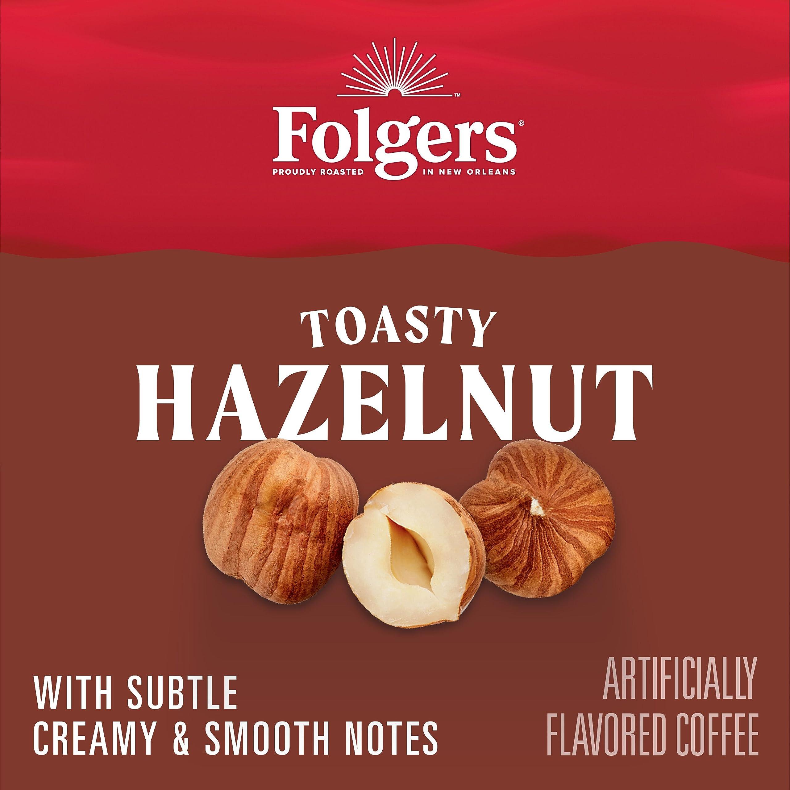 Folgers Folgers Toasty Hazelnut Flavored Ground Coffee, 9.6 Ounce Canister (Pack of 6)